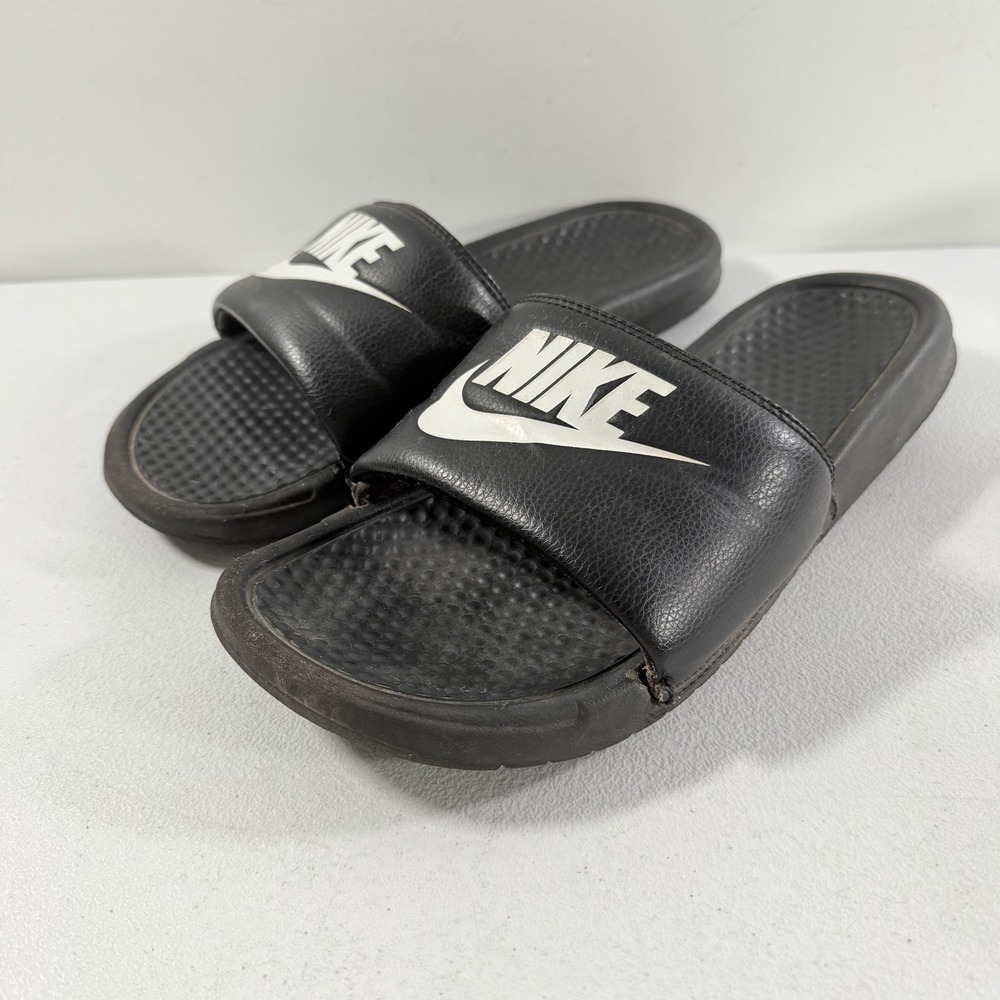 Nike Benassi JDI Slides Black White‎ Athletic Sandals 343880-011 Men's Size 10